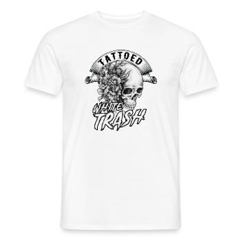 Tattooed White Trash - Tattoo Artist Distressed - Men's T-Shirt - white - Front - AI Model Male 178 dark (178cm)