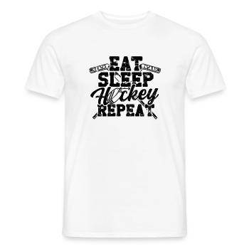 Eat Sleep Hockey Repeat - Ice Hockey Skate Ice - Men's T-Shirt - white - Front - AI Model Male 178 dark (178cm)