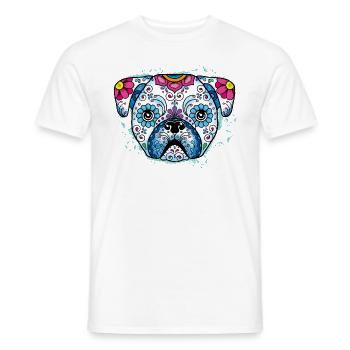 Puppy Sugar Skull - Männer T-Shirt - Weiß - Vorne - AI Model Male 178 dark (178cm)
