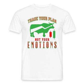 Handeln Sie Ihren Plan, nicht Ihre Emotionen Börse - Männer T-Shirt - Weiß - Vorne - AI Model Male 178 dark (178cm)