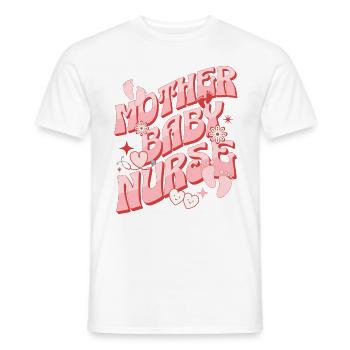 Mother Baby Nurse Postpartum Groovy Mom Nursing - Men's T-Shirt - white - Front - AI Model Male 178 dark (178cm)