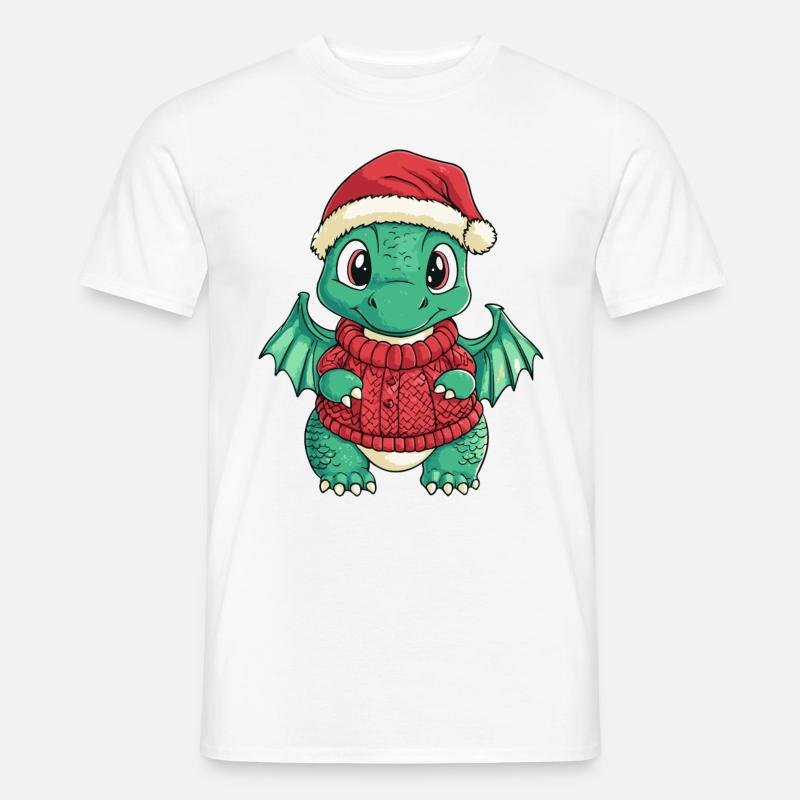 Drache Weihnachten Comic - Männer T-Shirt - Weiß