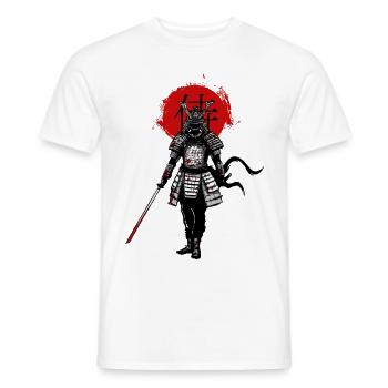 Samurai on a red background - Men's T-Shirt - white - Front - AI Model Male 178 dark (178cm)