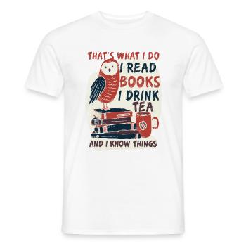 C'est ce que je fais je lis des livres je bois du thé - T-shirt homme - blanc - Devant - AI Model Male 178 dark (178cm)
