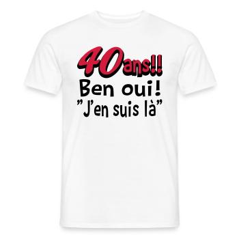 40 ans / anniversaire 40 ans / t-shirt 40 ans - T-shirt homme - blanc - Devant - AI Model Male 178 dark (178cm)