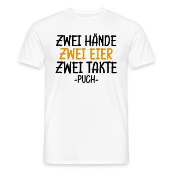 Zwei Takte Zwei Hände Puch DDR Geschenk Opa Spruch - Männer T-Shirt - Weiß - Vorne - AI Model Male 178 dark (178cm)