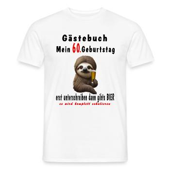 60. Geburtstag Gästebuch Faultier - Männer T-Shirt - Weiß - Vorne - AI Model Male 178 dark (178cm)