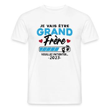 Je vais Être Grand Frère 2023 idée cadeau - T-shirt homme - blanc - Devant - AI Model Male 178 dark (178cm)