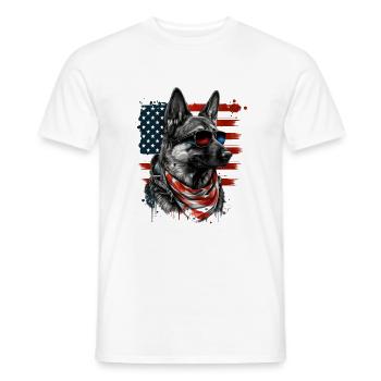 patriotischer Schäferhund Amerikanische Flagge - Männer T-Shirt - Weiß - Vorne - AI Model Male 178 dark (178cm)
