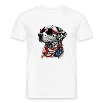 Drapeau patriotique dalmate américain - T-shirt homme - blanc - Devant - AI Model Male 178 dark (178cm)