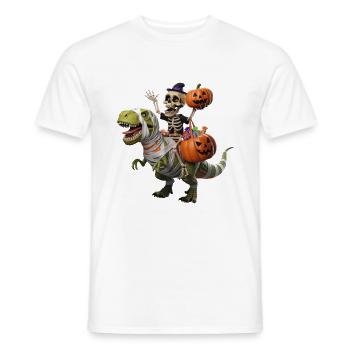 Skelett auf Dino mit Kürbissen und Süßigkeiten für - Männer T-Shirt - Weiß - Vorne - AI Model Male 178 dark (178cm)