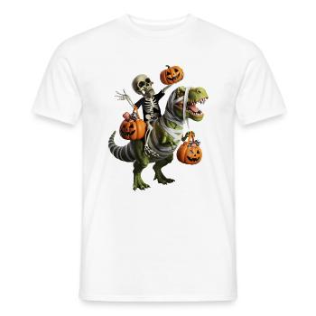 Squelette chevauchant un dinosaure avec des citrouilles - T-shirt homme - blanc - Devant - AI Model Male 178 dark (178cm)