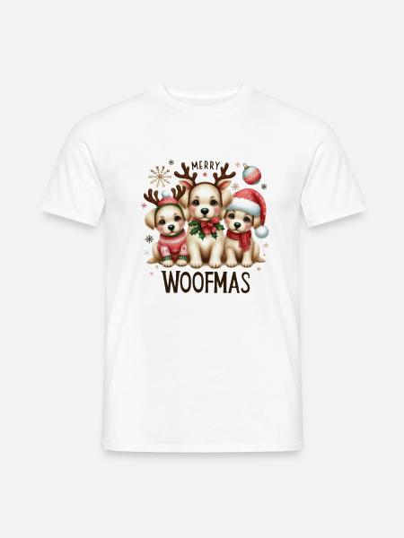 Joyeux Noël Woofmas Chiens - T-shirt homme - blanc