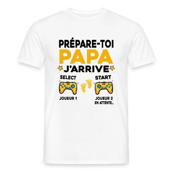Futur Papa Gamer Cadeau Annonce Grossesse Père - T-shirt homme - blanc - Devant - AI Model Male 178 dark (178cm)