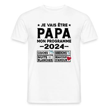 Je vais être papa mon programme en 2024 Futur Papa - T-shirt homme - blanc - Devant - AI Model Male 178 dark (178cm)