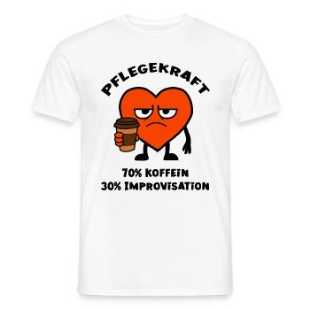 Pflegekraft 70% Koffein 30% Improvisation - Männer T-Shirt - Weiß - Vorne - AI Model Male 178 dark (178cm)