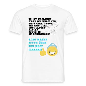 CORONA Fun Shirt - Taube-Kopf-Kacken Spruch - Männer T-Shirt - Weiß - Vorne - AI Model Male 178 dark (178cm)