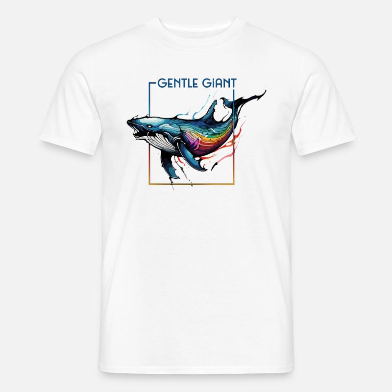 Strahlender Regenbogenwal - Der sanfte Riese - Männer T-Shirt - Weiß