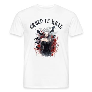 Design d’Halloween - CREEP IT REAL - T-shirt homme - blanc - Devant - AI Model Male 178 dark (178cm)