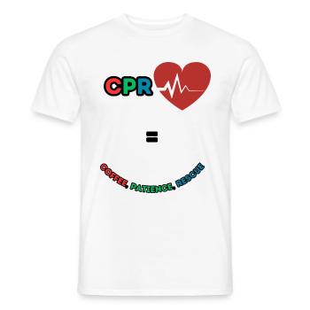 CPR: Erst Kaffee, dann retten! - Männer T-Shirt - Weiß - Vorne - AI Model Male 178 dark (178cm)