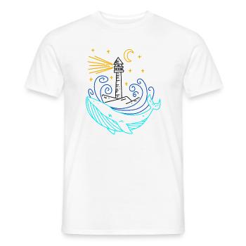 Whale lighthouse moon - Men's T-Shirt - white - Front - AI Model Male 178 dark (178cm)