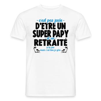 Cadeau De Retraite Pour Un Super Papy Retraité - T-shirt homme - blanc - Devant - AI Model Male 178 dark (178cm)