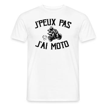 Je Peux Pas J'ai Moto - T-shirt homme - blanc - Devant - AI Model Male 178 dark (178cm)