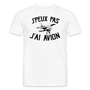 Je Peux Pas J'ai Avion - T-shirt homme - blanc - Devant - AI Model Male 178 dark (178cm)