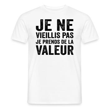 Je Ne Vieillis Pas Je Prends De La Valeur - T-shirt homme - blanc - Devant - AI Model Male 178 dark (178cm)