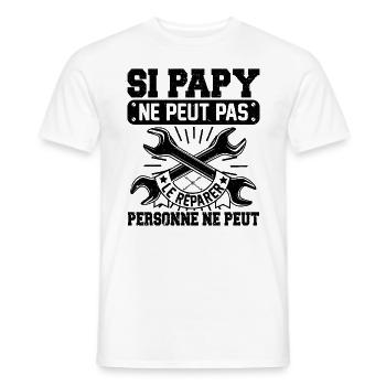 Si Papy Ne Peut Pas Le Réparer Personne Ne Peut - T-shirt homme - blanc - Devant - AI Model Male 178 dark (178cm)