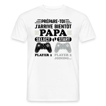 Bientôt Papa Annonce Grossesse Futur Père Gamer - T-shirt homme - blanc - Devant - AI Model Male 178 dark (178cm)