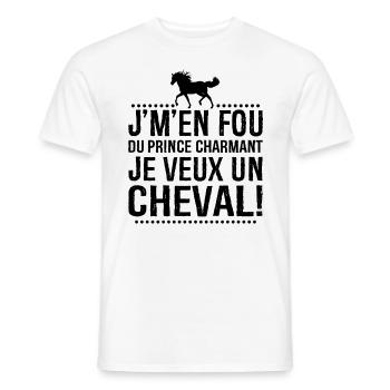 Je M'en Fous Du Prince Charmant Je Veux Un Cheval - T-shirt homme - blanc - Devant - AI Model Male 178 dark (178cm)