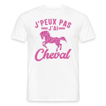 Je Peux Pas J'ai Cheval - T-shirt homme - blanc - Devant - AI Model Male 178 dark (178cm)