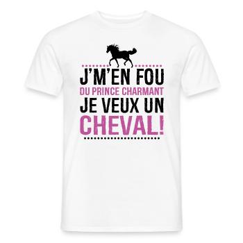Je M'en Fous Du Prince Charmant Je Veux Un Cheval - T-shirt homme - blanc - Devant - AI Model Male 178 dark (178cm)