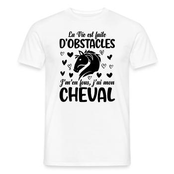 Les Obstacles ? Je M'en Fous J'ai Mon Cheval - T-shirt homme - blanc - Devant - AI Model Male 178 dark (178cm)