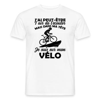 Cyclisme Dans Ma Tête Je suis sur Mon Vélo Humour - T-shirt homme - blanc - Devant - AI Model Male 178 dark (178cm)