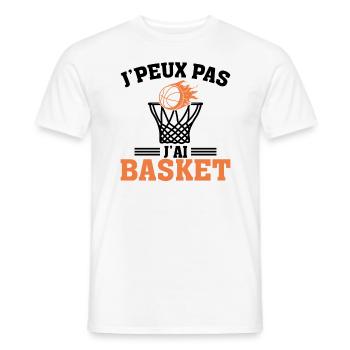 Je Peux Pas J'ai Basket - T-shirt homme - blanc - Devant - AI Model Male 178 dark (178cm)
