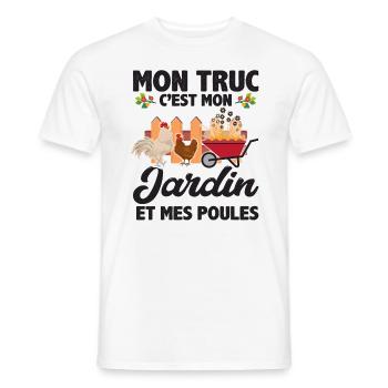 Mon Truc C'est Mon Jardin Et Mes Poules - T-shirt homme - blanc - Devant - AI Model Male 178 dark (178cm)