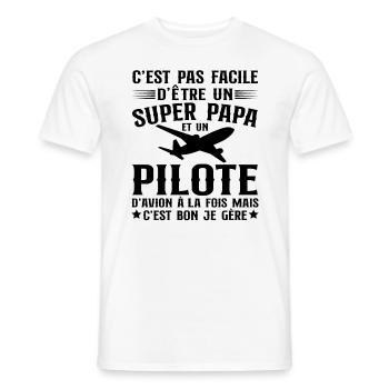 Je Suis Un Super Papa Et Pilote D'avion - T-shirt homme - blanc - Devant - AI Model Male 178 dark (178cm)