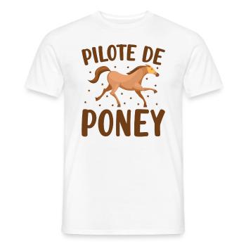 Pilote De Poney - T-shirt homme - blanc - Devant - AI Model Male 178 dark (178cm)