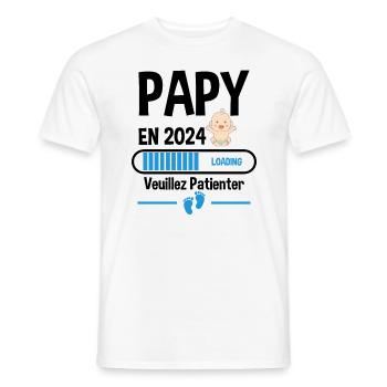 Futur Papy 2024 Grand-père Bébé Grossesse Cadeau - T-shirt homme - blanc - Devant - AI Model Male 178 dark (178cm)