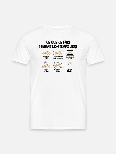 Ce Que Je Fais Durant Mon Temps Libre Cadeau Vélo - T-shirt homme - blanc