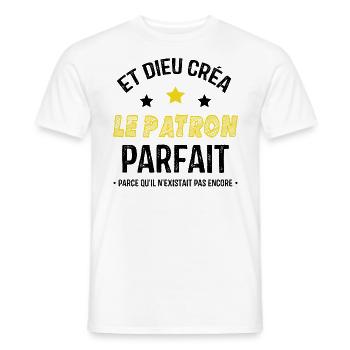 Et dieu créa le patron parfait - T-shirt homme - blanc - Devant - AI Model Male 178 dark (178cm)