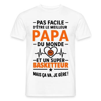 Heart + Basketball – Super Dad Basketball Player - Men's T-Shirt - white - Front - AI Model Male 178 dark (178cm)
