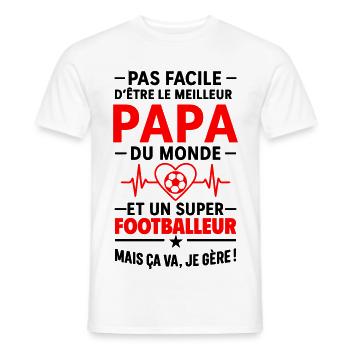 Herz + Fußball – Super Papa Fußballer - Männer T-Shirt - Weiß - Vorne - AI Model Male 178 dark (178cm)