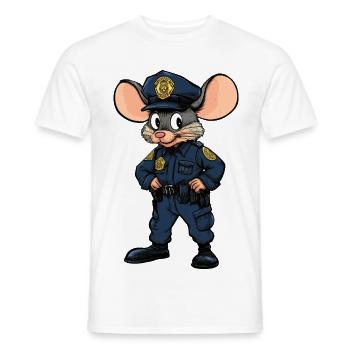 Mouse Policewoman / Police Mouse - Men's T-Shirt - white - Front - AI Model Male 178 dark (178cm)