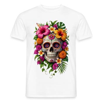 Halloween Sugar Skull - Männer T-Shirt - Weiß - Vorne - AI Model Male 178 dark (178cm)