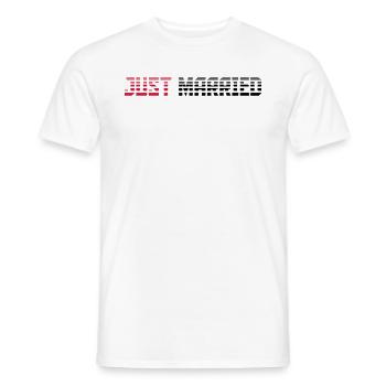 Just Married Text Logo Design - Men's T-Shirt - white - Front - AI Model Male 178 dark (178cm)