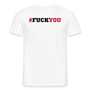 Hashtag text pattern symbol fuck you off logo desi - Men's T-Shirt - white - Front - AI Model Male 178 dark (178cm)
