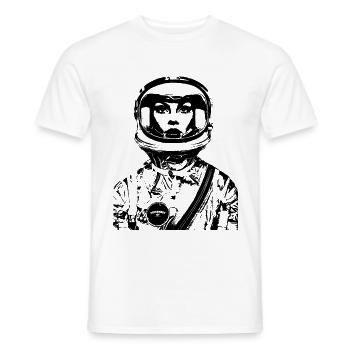 ASTRONAUTIN ASTRONAUT FRAU FRAUENPOWER STENCIL - Männer T-Shirt - Weiß - Vorne - AI Model Male 178 dark (178cm)